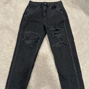 American Eagle Boyfriend Black Ripped Jeans, Size 4